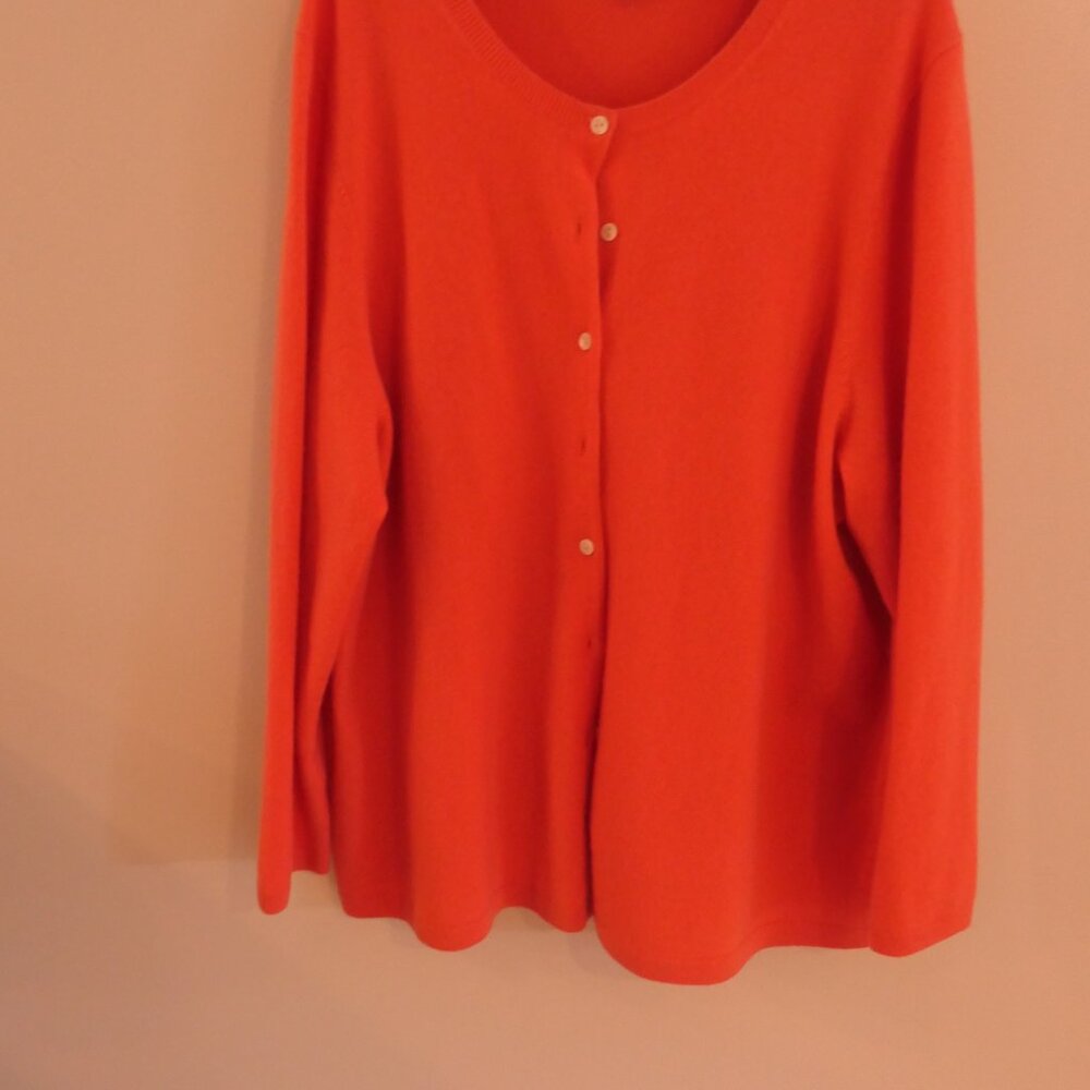 Lands’ End 100% Cashmere Cardigan Sweater Coral Plus Size 2X - Picture 8 of 11